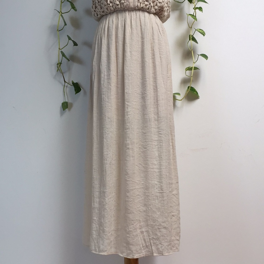 Cloth & People Crochet Lace Maxi Dress Boho Bride Macrame Beach Slit Strappy - Picture 2 of 6